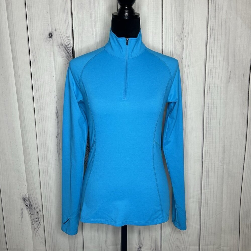 Marmot Bright Blue 1/2 Zip Base Layer Pullover Size S Long Sleeve Stretch